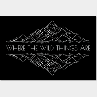 Minimalist Mountain Landscape with 'Where the Wild Things Are' 1st edition Posters and Art